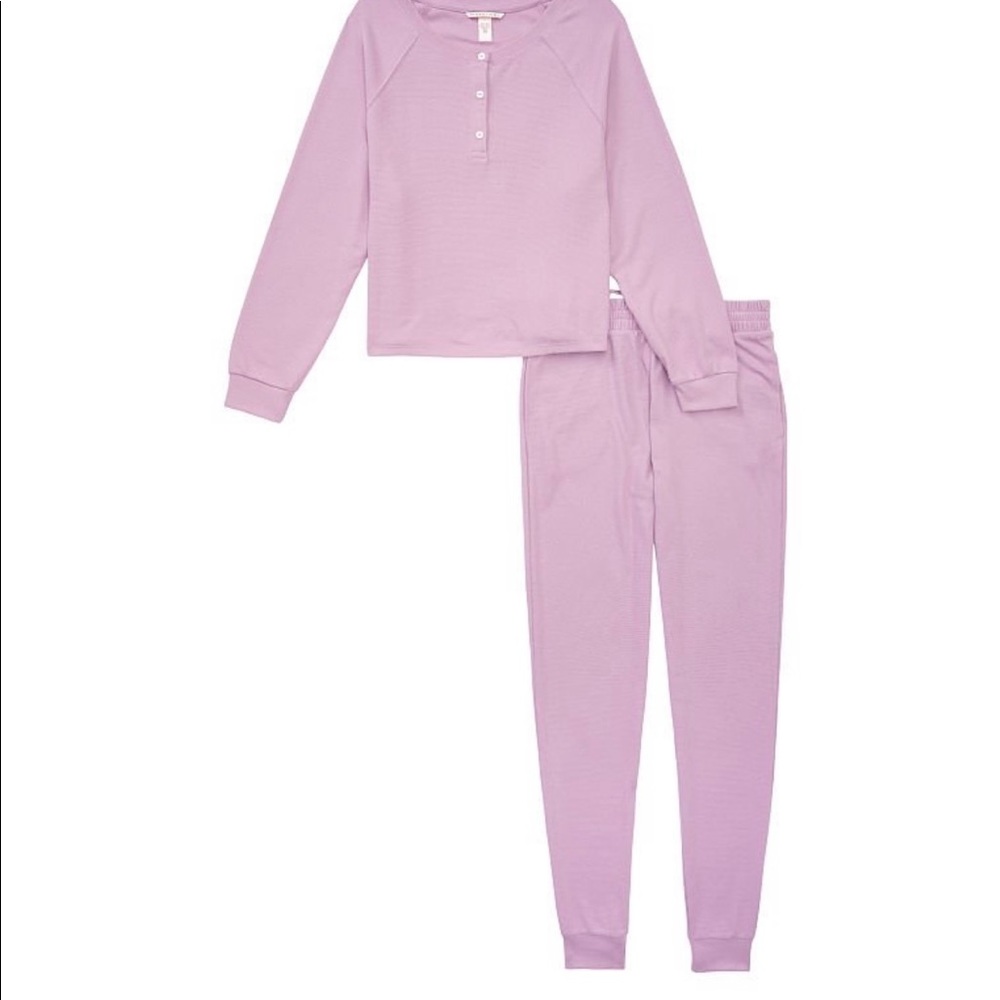 **Brand new**Victoria’s secret glow waffle Henley jogger set